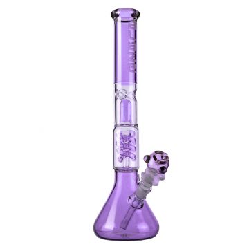 Blaze Glass - Premium Double Spiral Perc Beaker Base Bong - Violet