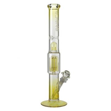 Blaze Glass - Premium 6-arm Perc Cylinder Ice Bong - Gold Fumed