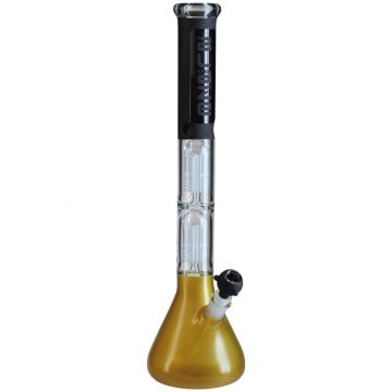 Blaze Glass - Black Dominion - Double 8-arm Perc Beaker Bong - Gold