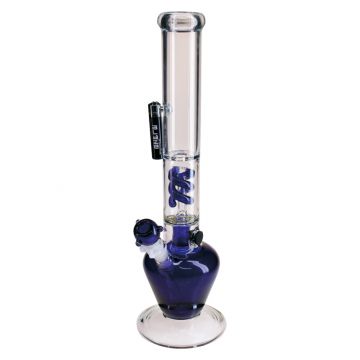 Blaze Glass - Double Spiral Perc Ice Bong with Clipper Lighter - Blue