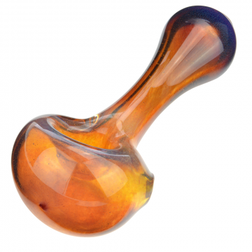 Glass Spoon Pipe with Inside-Out Mixed Frit | Double Amber and Purple 