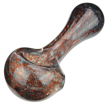 Glass Spoon Pipe with Inside Out Mixed Frit | Garnet and Unobtanium 