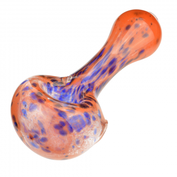 Glass Spoon Pipe with Inside-Out Mixed Frit | Orange and Cobalt 