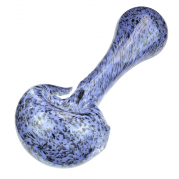 Glass Spoon Pipe with Inside-Out Mixed Frit | Periwinkle and Black 