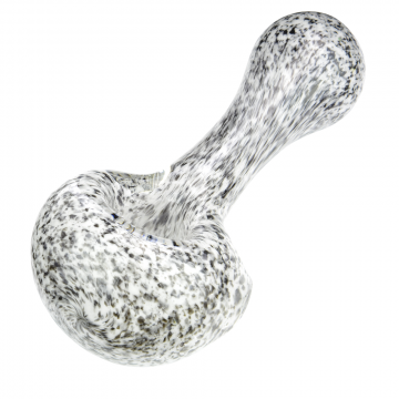 Glass Spoon Pipe with Inside-Out Mixed Frit | White and Black 