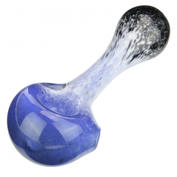 Glass Spoon Pipe with Inside-Out Mixed Frit | Black White Hyacinth Fade 