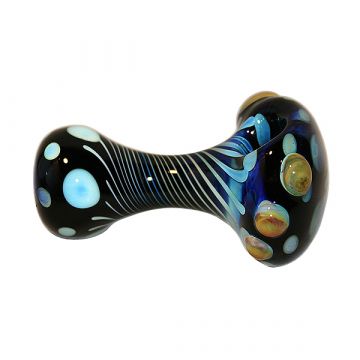 Glass Spoon Pipe - Colored Glass with Gold and Silver Fume - Black