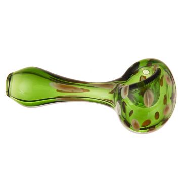 Glass Spoon Pipe - Colored Glass with Color Dots - Green