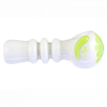 Glass Spoon Pipe - Green Slyme on White Glass 