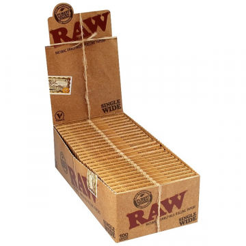 RAW Natural Single Wide Twin Pack Hemp Rolling Papers - Box of 25 Packs
