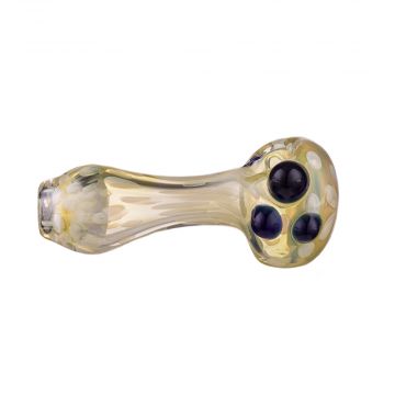 Glass Spoon Pipe - Inside Out Fumed Dot Pattern with Blue Marbles 