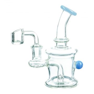 Marble Accented Honeypot Dab Rig | Blue | side view 1