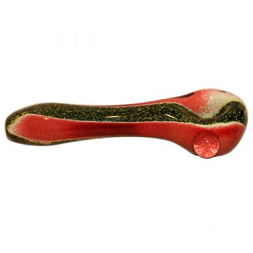 Glass Spoon Pipe - Inside Out with Frit and Dichro Stripes