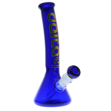 Delta 9 Glass - Bent Blue Beaker Ice Bong - Rasta Logo