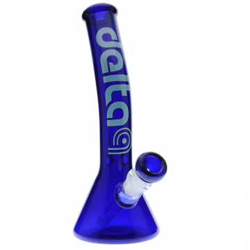 Delta 9 Glass - Bent Blue Beaker Ice Bong - Sky Blue Logo 