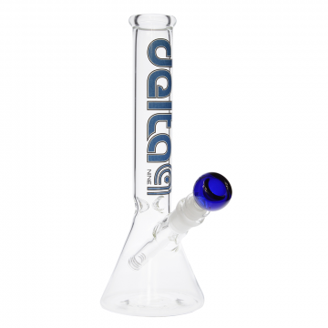 Delta 9 Glass - Straight Beaker Ice Bong - Blue Logo - Bowl