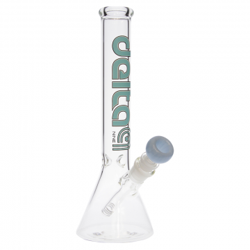 Delta 9 Glass - Straight Beaker Ice Bong - Sky Blue Logo