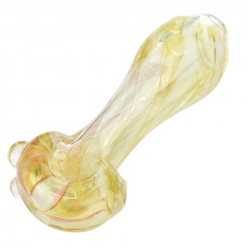 Glass Spoon Pipe with Silver and Gold Marble Fume and Magnifiers - Side view 1