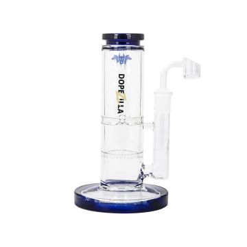 Dopezilla Cerberus Straight HoneyComb Ice Bong | 8 Inch | Dark Blue | Side View 1