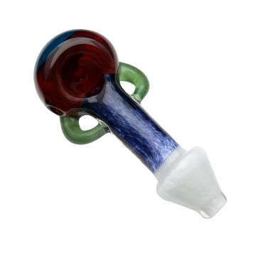 Glass Hand Pipe with Inside Out Frit Encalmo | Blue Red White 