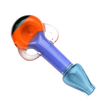 Glass Hand Pipe with Inside Out Frit Encalmo | Purple Orange Blue