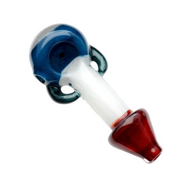 Glass Hand Pipe with Inside Out Frit Encalmo | Red White Blue