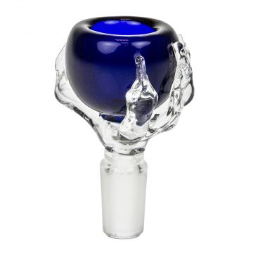 Claw Slide Bowl - Clear and Colored Glass - Blue