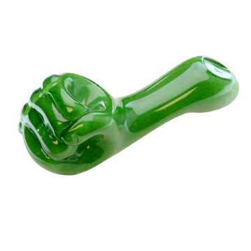 Chunky Inside Out Frit Green Hulk Fist Spoon Pipe 