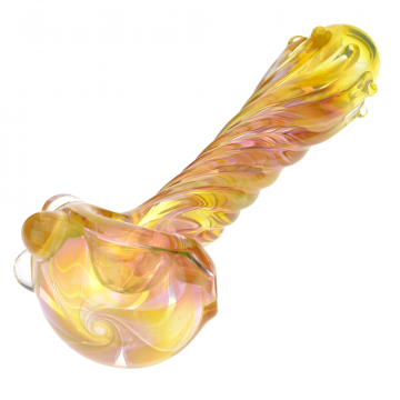 Glass Spoon Pipe with Fumed Swirls Cane Wrap and Clear Magnifiers - Side View 1