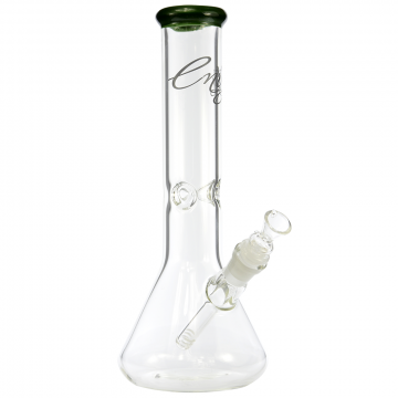 Envy Glass 12 Inch Beaker Ice Bong with Colored Accents | 50 mm - Green - Side view 1