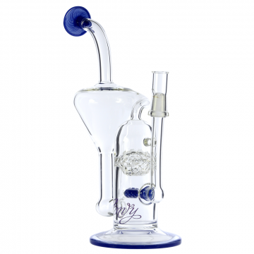  Envy Glass Crater with Inline Recycler Bong - Blue - Side view 1