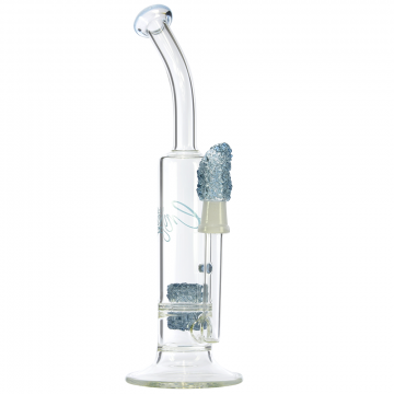 Envy Glass Double Pop Rock Bong with Bent Neck - Blue - Side view 1