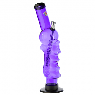 Acrylic Pistol Grip Bong with Bent Tube | Purple - Side View 1