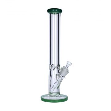 Straight Tube Glass Ice Bong with Colored Accents | side view 1