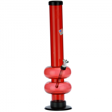 Acrylic Straight Double UFO Bong with Carb Hole | Red - Side View 1