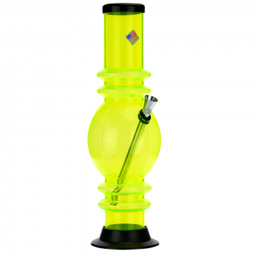 Acrylic Egg Bong with Carb Hole and Marias | Yellow Neon - Side view 1