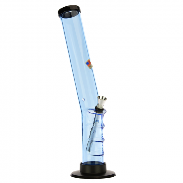 Acrylic Bubble Grip Bong with Bent Tube | Ice Blue - Side View 1