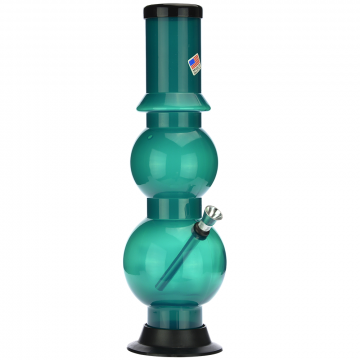 Acrylic Double Bubble Bong with Raised Rim | Teal - Side view 1