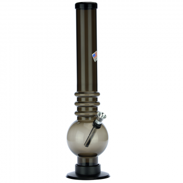 Acrylic Straight Bubble Base Bong with Raised Grip | Black - Side View 1