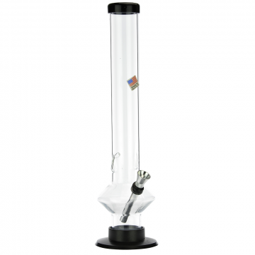 Acrylic Straight Tube UFO Base Bong with Carb Hole | Clear - Side View 1