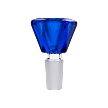 Colored Glass Diamond Shaped Herb Bowl | Male Joint | Blue | Side view 