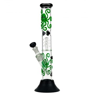Grace Glass Straight Glow in the Dark Octopus Ice Bong with LED Light | Side view 1