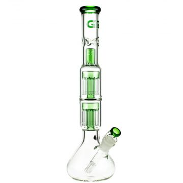 Grace Glass Double 10-arm Perc Beaker Base 5mm Glass Bong | Green - Side View 1