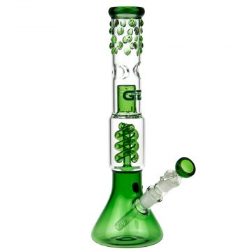 Grace Glass Spiral Perc Beaker Base Glass Ice Bong | Green - Side View 1