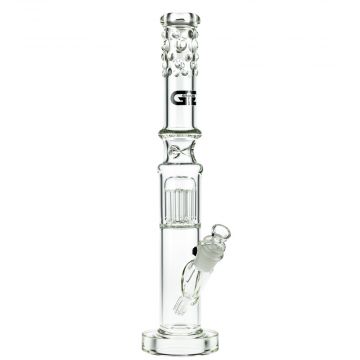 Grace Glass Straight Ice Bong with 10-arm Tree Perc and LED Module - Side View 1