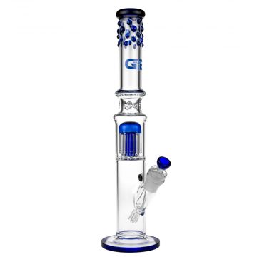 Grace Glass Twisted Cane GG Ice Bong | Blue - Side View 1