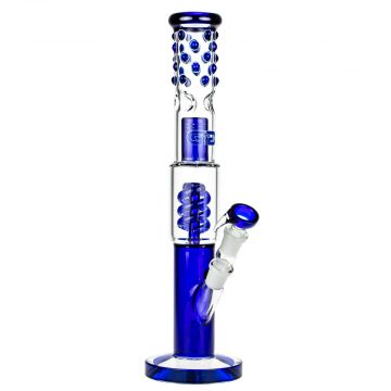 Grace Glass Cane GG Ice Bong with Spiral Perc | Blue - Side View 1