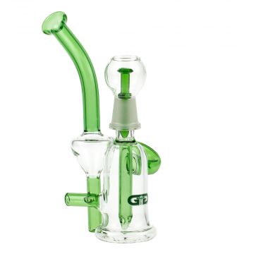 Grace Glass Saxo Recycler Bubbler with Fixed Diffuser | Green - Side View 1