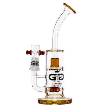 Grace Glass - Limited Edition Vapor Bubbler with Slitted Inline Diffuser and Splashguard - Amber