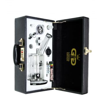 Grace Glass - Limited Edition Vapor Bubbler with Stone Diffuser - Complete Set in Leather Gift Case - Black 